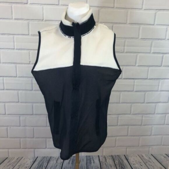 Carolyn Taylor Sport Womens Vest Size M Zip Front Pockets Ivory Blue Fleece Warm - Picture 8 of 11